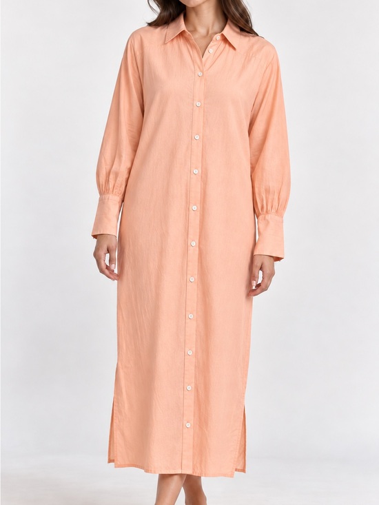 Peace Love World Dresses & Skirts - Peace Love World Boheme Peach Cotton Shirt Dress Petite Medium Button Front